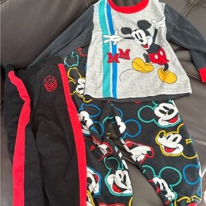 Mickey Mouse Pajama Set with Red and Black Pants